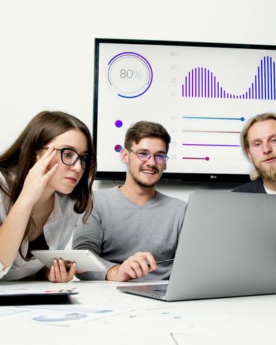 Man project manager coordinating work