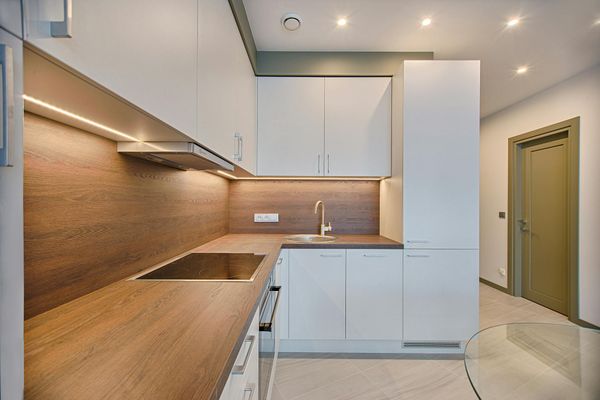 Modern white kitchen with minimalist design